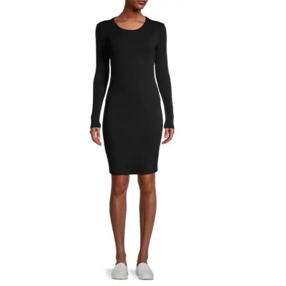 Standard James Perse Black Ribbed Knee Length Dress Size 3(Large) NWT Minimalist